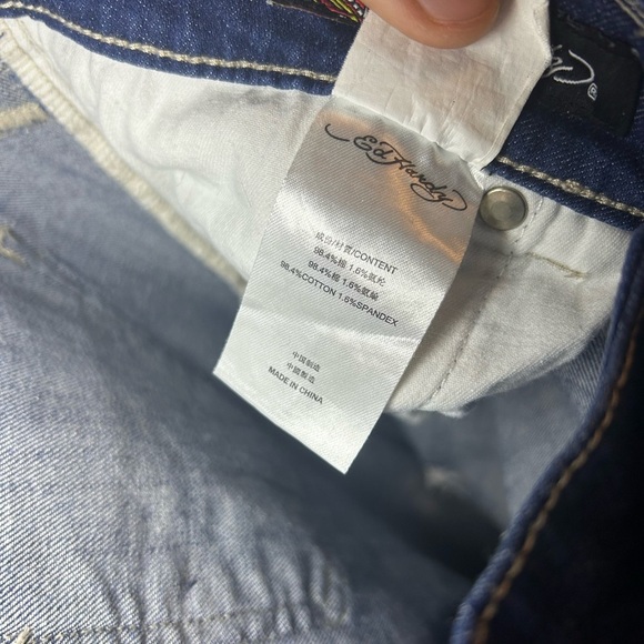 Ed Hardy tiger embroidered distressed jeans - Picture 7 of 10